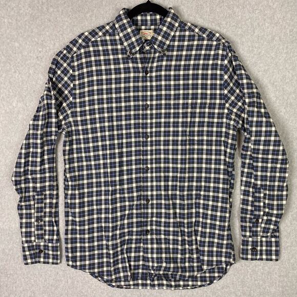 Faherty Shirt Mens M Plaid Black White Blue Long Sleeve Button Down - Picture 1 of 5